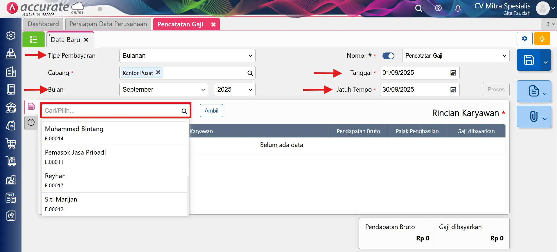 Catat gaji PPh 21 & SPT